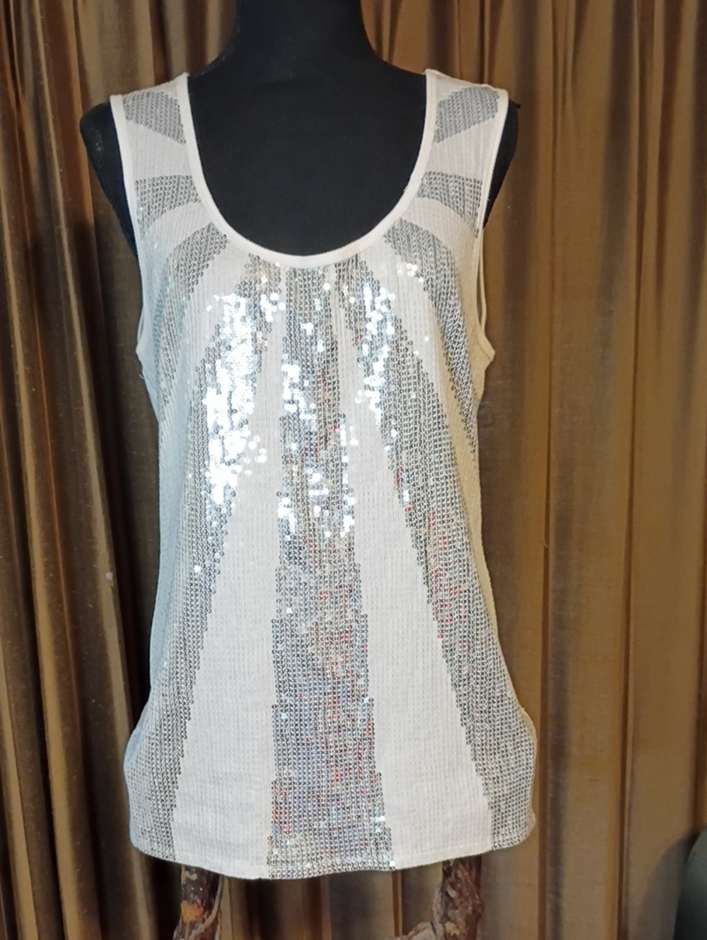 Sequin Radiant White Tank Top by Cruise Wear & Co